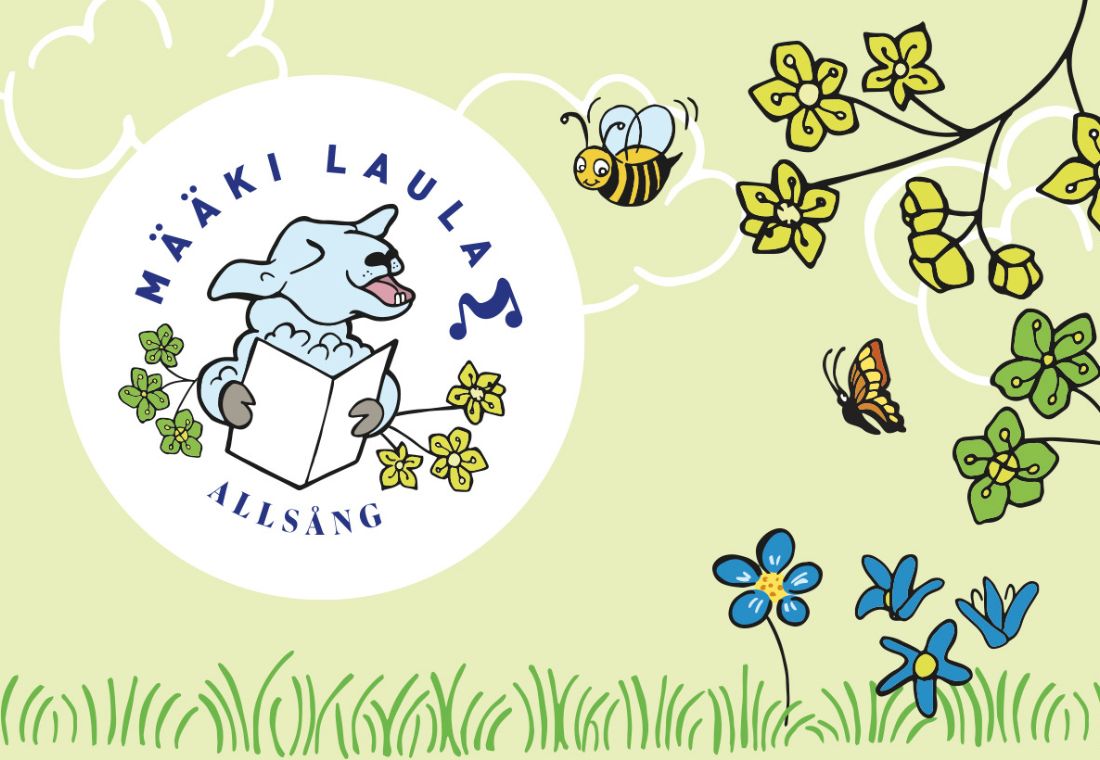 Kyl määki laula -tapahtuman mainos, jossa piirroshahmona laulava lammas.