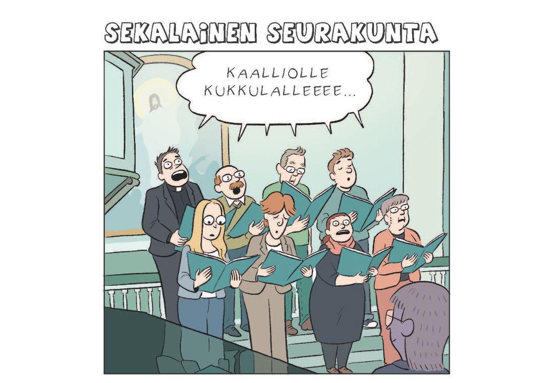 Sarjakuva Sekalainen seurakunta.