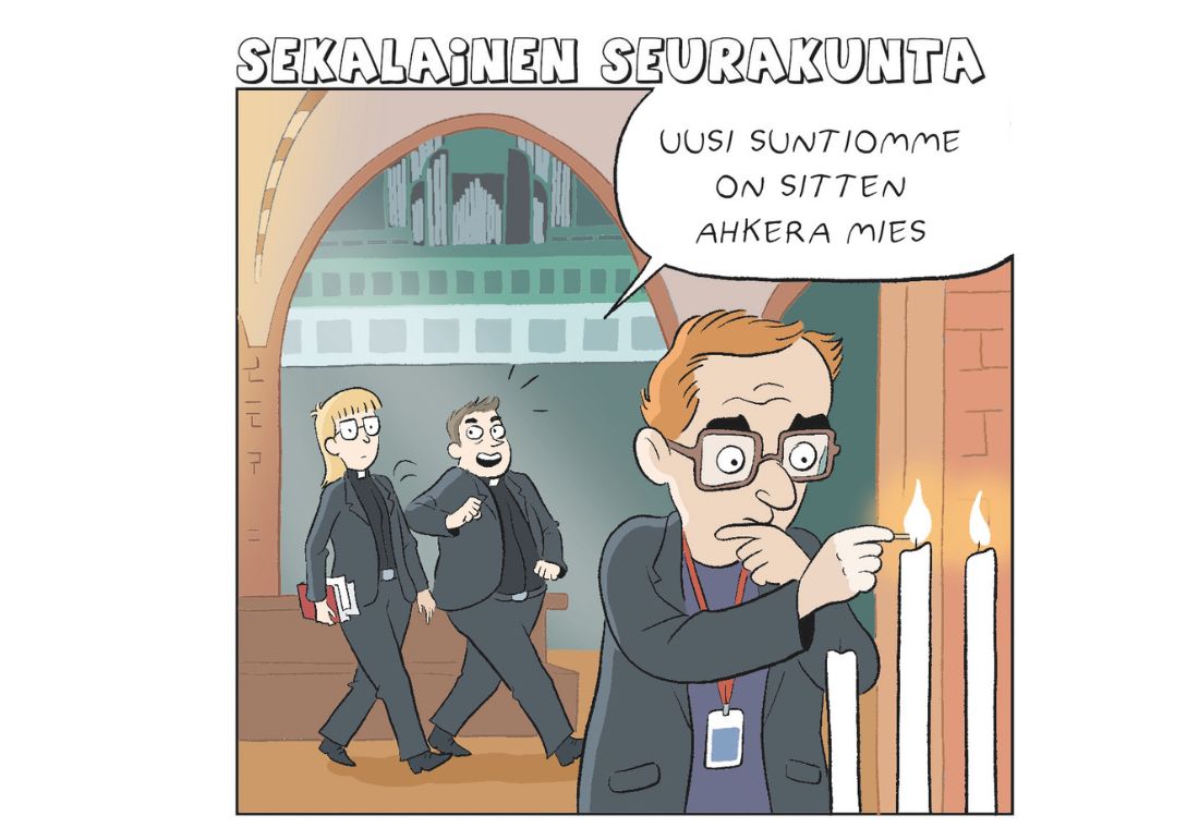 Sarjakuva Sekalainen seurakunta.