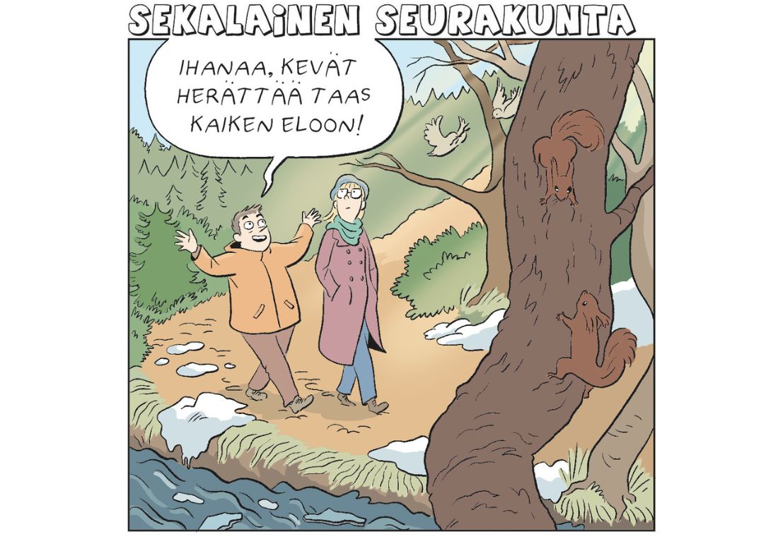 Sarjakuva Sekalainen seurakunta.